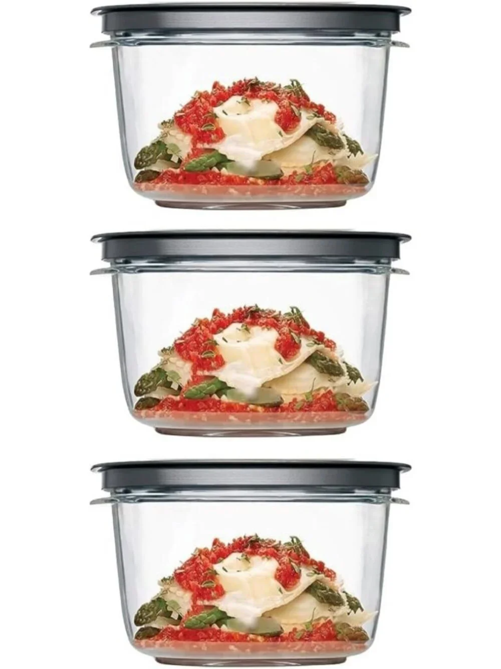 7-Cup Food Storage Set - 3 Tritan Containers & Grey Flex Seal Lids, 6 Pieces